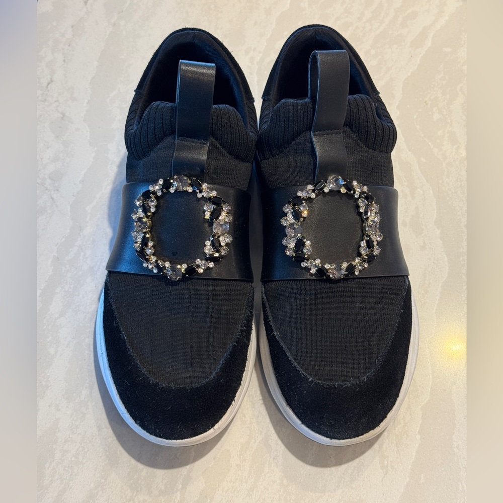 Karl Lagerfeld Black Sneakers with Crystal Accents